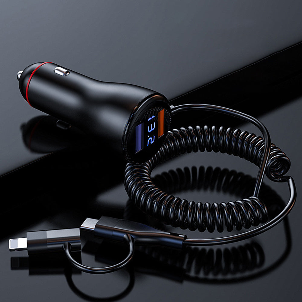 P5XC Dual USB Phone Charging Adapter Car Charger with PD 36W Spring Cable P5XC Dual USB Phone Charging Adapter Car Charger with PD 36W Spring Cable